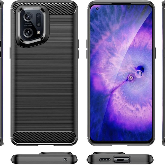 Husa pentru Oppo Find X5 - Techsuit Carbon Silicone - Black