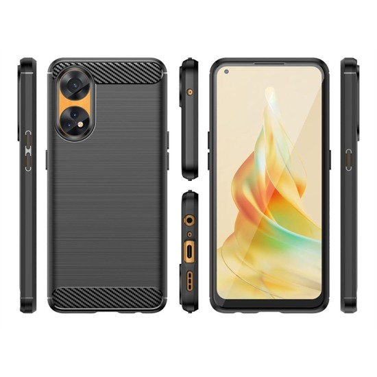 Husa pentru Oppo Reno8 T - Techsuit Carbon Silicone - Black