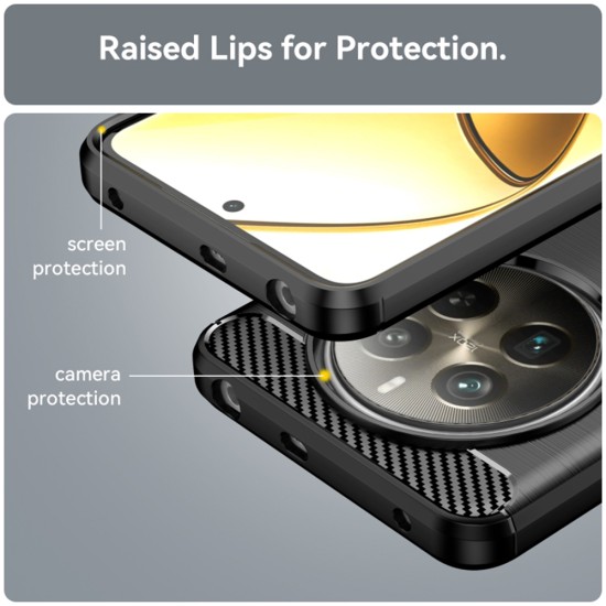 Husa pentru Realme 12+ - Techsuit Carbon Silicone - Black Husa pentru Realme 12+ - Techsuit Carbon Silicone - Black