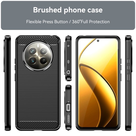 Husa pentru Realme 12+ - Techsuit Carbon Silicone - Black Husa pentru Realme 12+ - Techsuit Carbon Silicone - Black