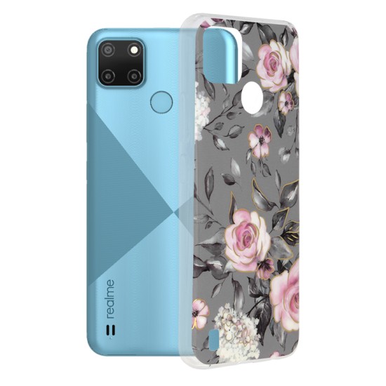 Husa pentru Realme C21Y / C25Y - Techsuit Marble Series - Bloom of Ruth Gray