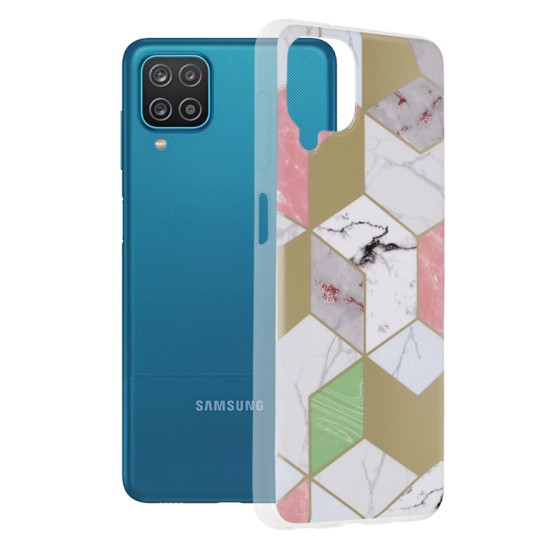 Husa pentru Samsung Galaxy A12 / A12 Nacho - Techsuit Marble Series - Purple Hex