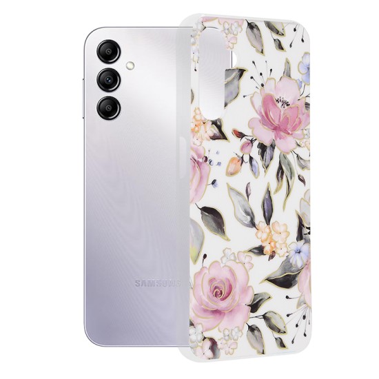 Husa pentru Samsung Galaxy A14 4G / A14 5G - Techsuit Marble Series - Chloe White