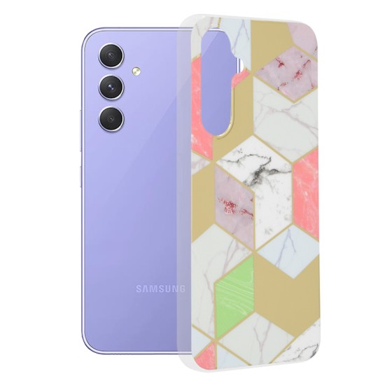 Husa pentru Samsung Galaxy A54 - Techsuit Marble Series - Purple Hex