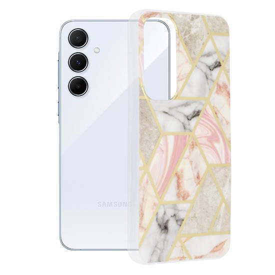 Husa pentru Samsung Galaxy A55 5G - Techsuit Marble Series - Pink Hex