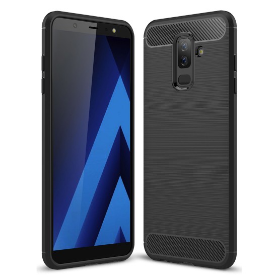 Husa pentru Samsung Galaxy A6 Plus 2018 - Techsuit Carbon Silicone - Black