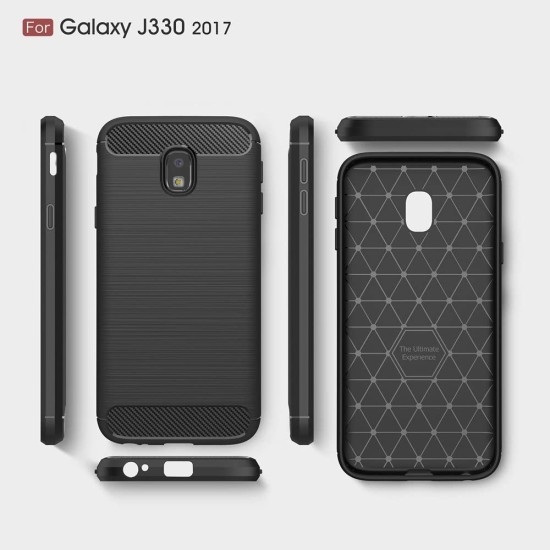 Husa pentru Samsung Galaxy J3 2017 J330, Galaxy J3 Pro 2017 - Techsuit Carbon Silicone - Black