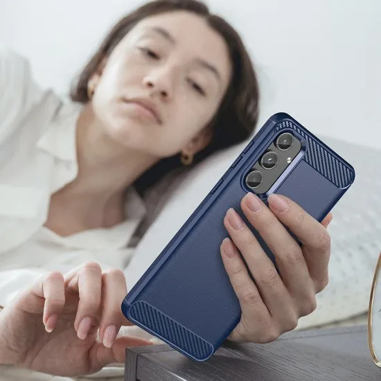 Husa pentru Samsung Galaxy M55 - Techsuit Carbon Silicone - Blue Husa pentru Samsung Galaxy M55 - Techsuit Carbon Silicone - Blue