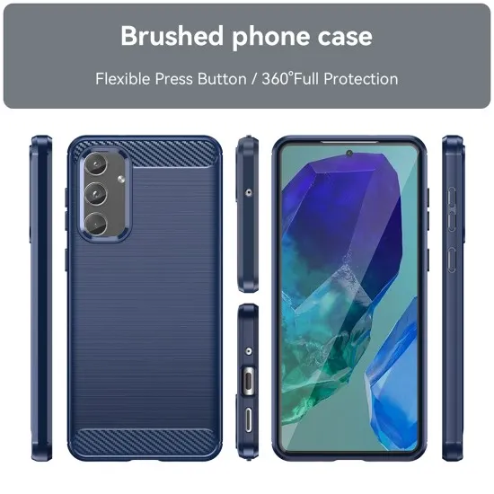 Husa pentru Samsung Galaxy M55 - Techsuit Carbon Silicone - Blue Husa pentru Samsung Galaxy M55 - Techsuit Carbon Silicone - Blue