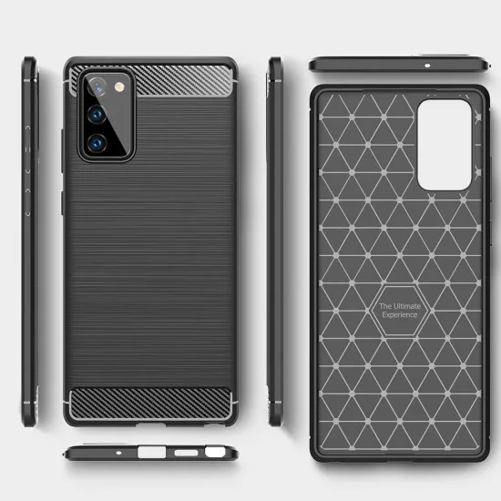 Husa pentru Samsung Galaxy Note 20 / Note 20 5G - Techsuit Carbon Silicone - Black Husa pentru Samsung Galaxy Note 20 / Note 20 5G - Techsuit Carbon Silicone - Black