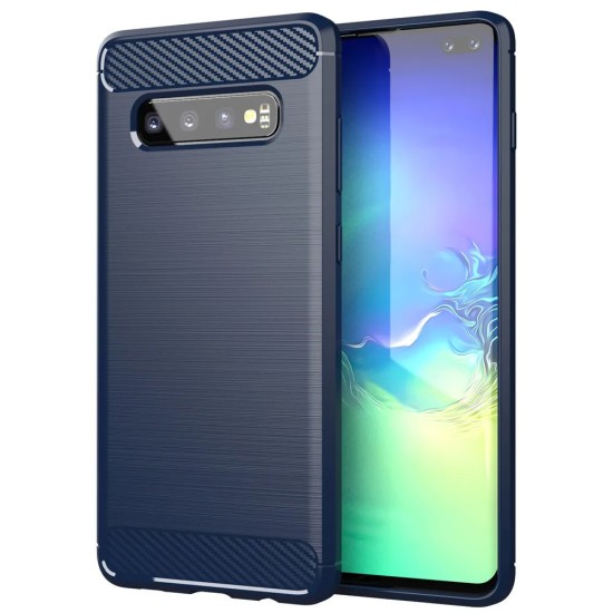 Husa pentru Samsung Galaxy S10 Plus - Techsuit Carbon Silicone - Blue