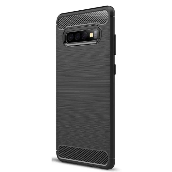 Husa pentru Samsung Galaxy S10 - Techsuit Carbon Silicone - Black Husa pentru Samsung Galaxy S10 - Techsuit Carbon Silicone - Black