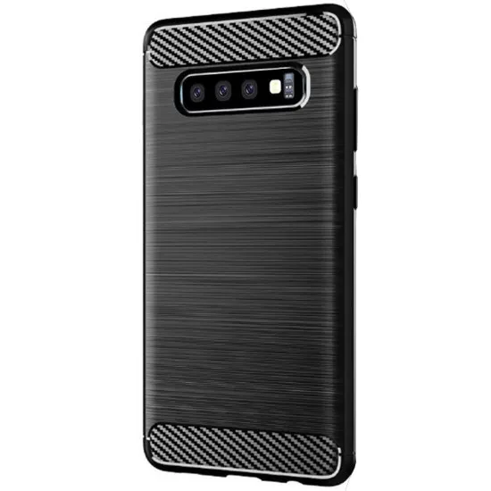 Husa pentru Samsung Galaxy S10 - Techsuit Carbon Silicone - Black Husa pentru Samsung Galaxy S10 - Techsuit Carbon Silicone - Black