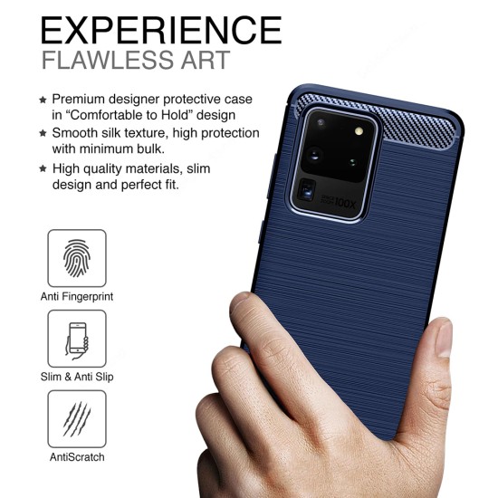 Husa pentru Samsung Galaxy S20 Plus 4G / S20 Plus 5G - Techsuit Carbon Silicone - Blue