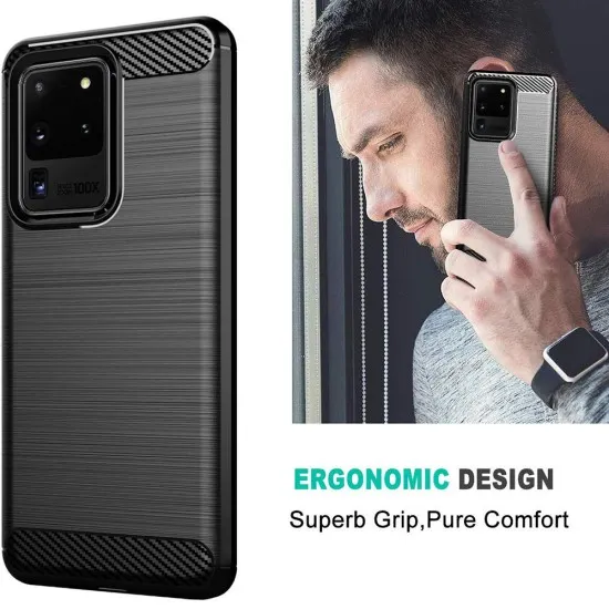 Husa pentru Samsung Galaxy S20 Ultra 4G / S20 Ultra 5G - Techsuit Carbon Silicone - Black Husa pentru Samsung Galaxy S20 Ultra 4G / S20 Ultra 5G - Techsuit Carbon Silicone - Black