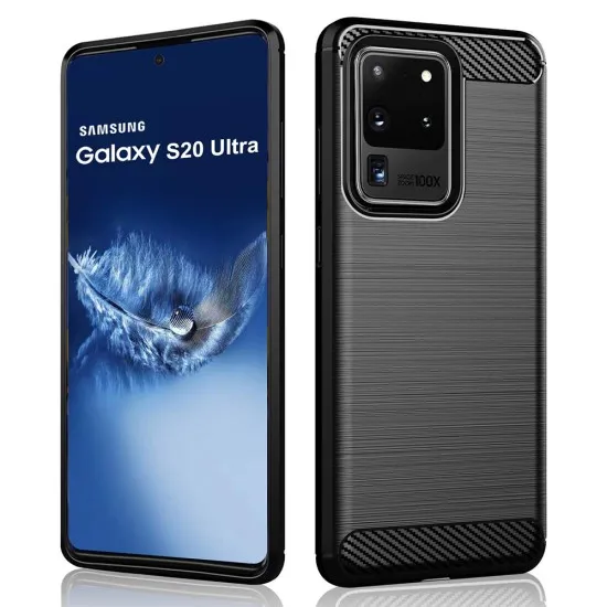 Husa pentru Samsung Galaxy S20 Ultra 4G / S20 Ultra 5G - Techsuit Carbon Silicone - Black Husa pentru Samsung Galaxy S20 Ultra 4G / S20 Ultra 5G - Techsuit Carbon Silicone - Black
