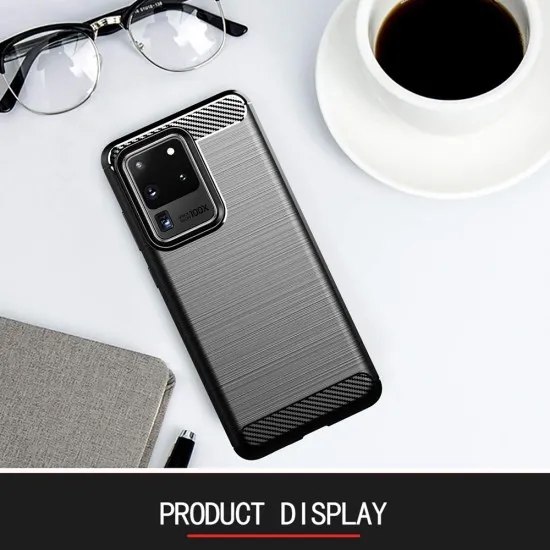 Husa pentru Samsung Galaxy S20 Ultra 4G / S20 Ultra 5G - Techsuit Carbon Silicone - Black Husa pentru Samsung Galaxy S20 Ultra 4G / S20 Ultra 5G - Techsuit Carbon Silicone - Black