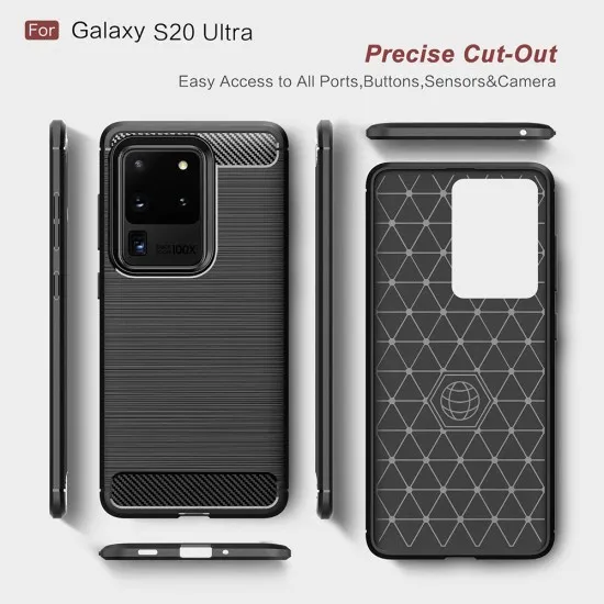 Husa pentru Samsung Galaxy S20 Ultra 4G / S20 Ultra 5G - Techsuit Carbon Silicone - Black Husa pentru Samsung Galaxy S20 Ultra 4G / S20 Ultra 5G - Techsuit Carbon Silicone - Black