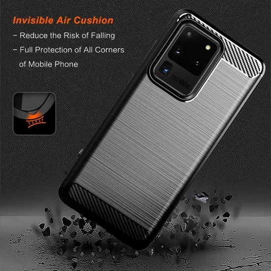 Husa pentru Samsung Galaxy S20 Ultra 4G / S20 Ultra 5G - Techsuit Carbon Silicone - Black Husa pentru Samsung Galaxy S20 Ultra 4G / S20 Ultra 5G - Techsuit Carbon Silicone - Black