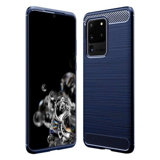 Husa pentru Samsung Galaxy S20 Ultra 4G / S20 Ultra 5G - Techsuit Carbon Silicone - Blue