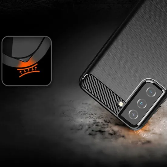 Husa pentru Samsung Galaxy S21 5G - Techsuit Carbon Silicone - Black Husa pentru Samsung Galaxy S21 5G - Techsuit Carbon Silicone - Black