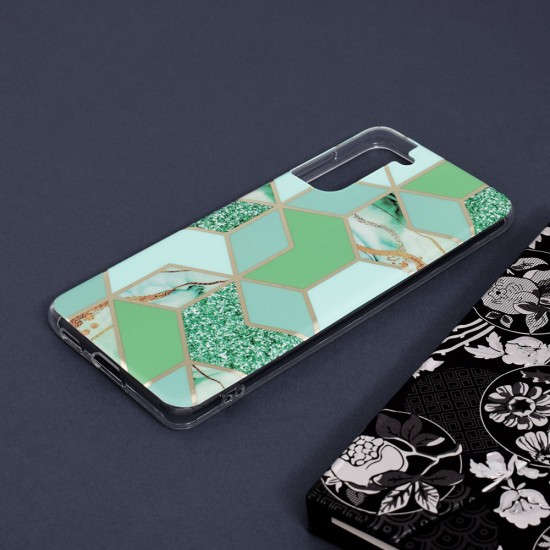 Husa pentru Samsung Galaxy S21 Plus 5G - Techsuit Marble Series - Green Hex