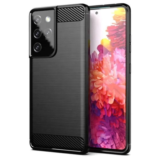 Husa pentru Samsung Galaxy S21 Ultra 5G - Techsuit Carbon Silicone - Black Husa pentru Samsung Galaxy S21 Ultra 5G - Techsuit Carbon Silicone - Black