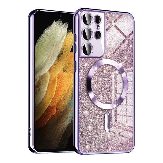 Husa pentru Samsung Galaxy S21 Ultra 5G - Techsuit Luxury Glitter MagSafe - Light Purple