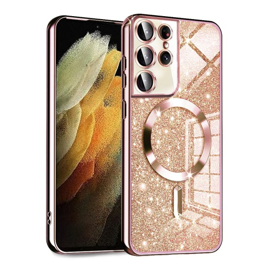 Husa pentru Samsung Galaxy S21 Ultra 5G - Techsuit Luxury Glitter MagSafe - Rose Gold