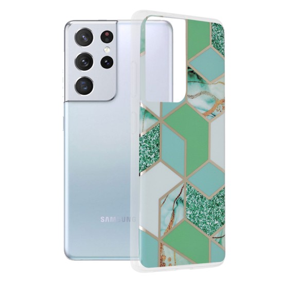 Husa pentru Samsung Galaxy S21 Ultra 5G - Techsuit Marble Series - Green Hex