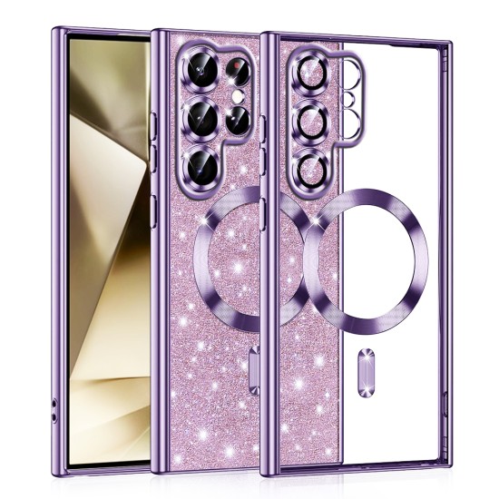 Husa pentru Samsung Galaxy S22 Ultra 5G - Techsuit Luxury Glitter MagSafe - Light Purple