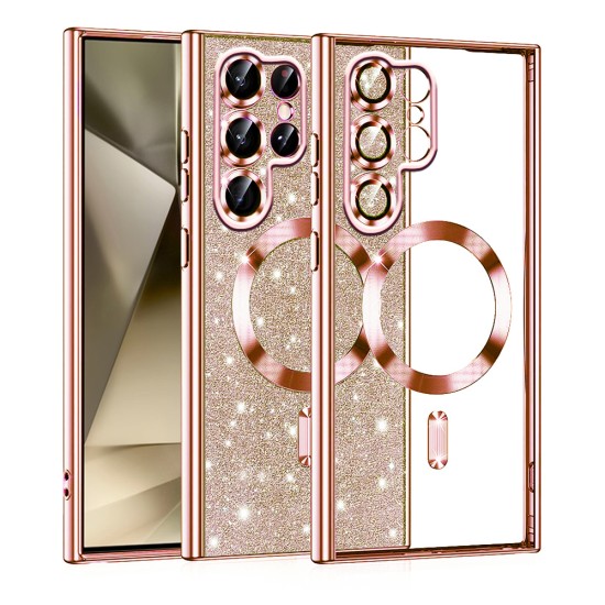 Husa pentru Samsung Galaxy S22 Ultra 5G - Techsuit Luxury Glitter MagSafe - Rose Gold