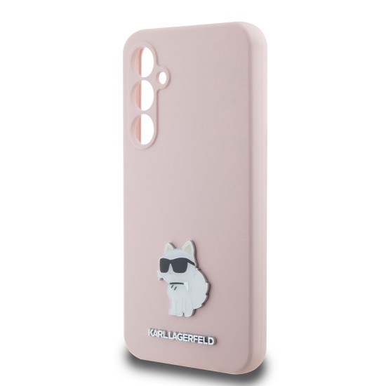 Husa pentru Samsung Galaxy S23 FE - Karl Lagerfeld Silicone (KLHCS23FESMHCNPP) - Pink Choupette Metal Pin