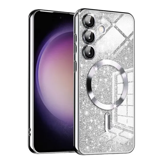 Husa pentru Samsung Galaxy S23 FE - Techsuit Luxury Glitter MagSafe - Silver Husa pentru Samsung Galaxy S23 FE - Techsuit Luxury Glitter MagSafe - Silver