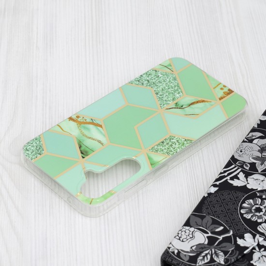 Husa pentru Samsung Galaxy S23 FE - Techsuit Marble Series - Green Hex