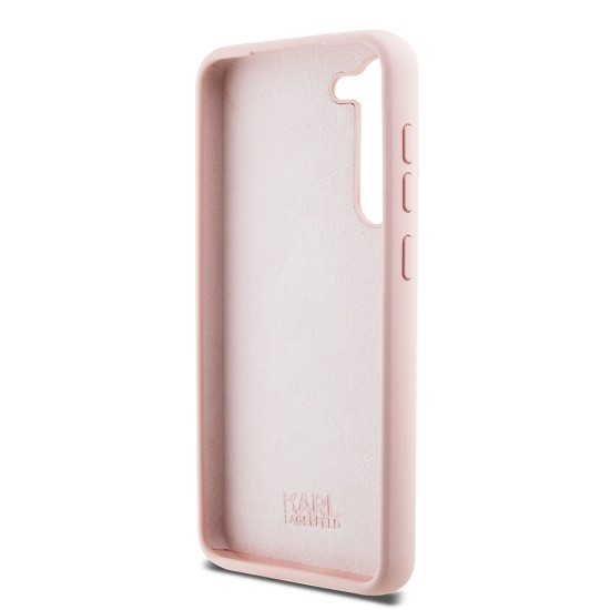 Husa pentru Samsung Galaxy S23 - Karl Lagerfeld Silicone (KLHCS23SSMHCNPP) - Pink Choupette Metal Pin