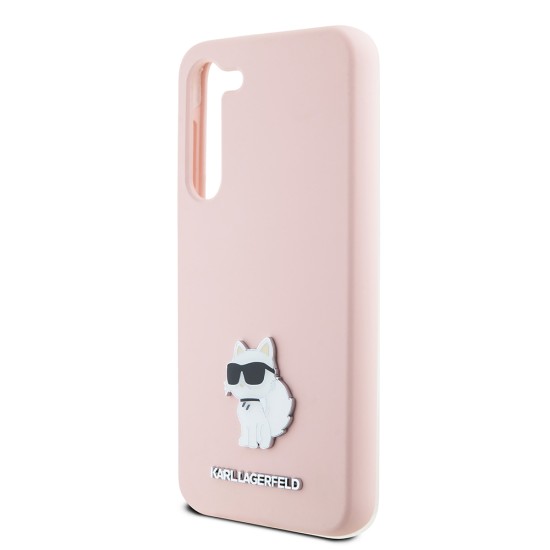 Husa pentru Samsung Galaxy S23 - Karl Lagerfeld Silicone (KLHCS23SSMHCNPP) - Pink Choupette Metal Pin