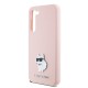 Husa pentru Samsung Galaxy S23 - Karl Lagerfeld Silicone (KLHCS23SSMHCNPP) - Pink Choupette Metal Pin