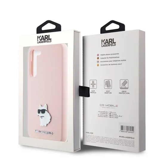 Husa pentru Samsung Galaxy S23 - Karl Lagerfeld Silicone (KLHCS23SSMHCNPP) - Pink Choupette Metal Pin Husa pentru Samsung Galaxy S23 - Karl Lagerfeld Silicone (KLHCS23SSMHCNPP) - Pink Choupette Metal Pin