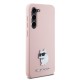 Husa pentru Samsung Galaxy S23 - Karl Lagerfeld Silicone (KLHCS23SSMHCNPP) - Pink Choupette Metal Pin