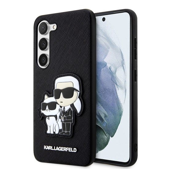 Husa pentru Samsung Galaxy S23 Plus - Karl Lagerfeld Saffiano (KLHCS23MSANKCPK) - Karl&Choupette Metal Pin