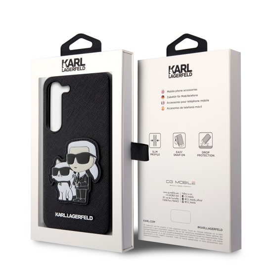 Husa pentru Samsung Galaxy S23 Plus - Karl Lagerfeld Saffiano (KLHCS23MSANKCPK) - Karl&Choupette Metal Pin