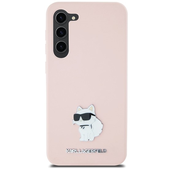 Husa pentru Samsung Galaxy S23 Plus - Karl Lagerfeld Silicone (KLHCS23MSMHCNPP) - Pink Choupette Metal Pin