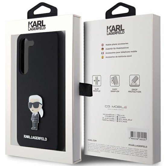 Husa pentru Samsung Galaxy S23 Plus - Karl Lagerfeld Silicone (KLHCS23MSMHKNPK) - Ikonik Metal Pin