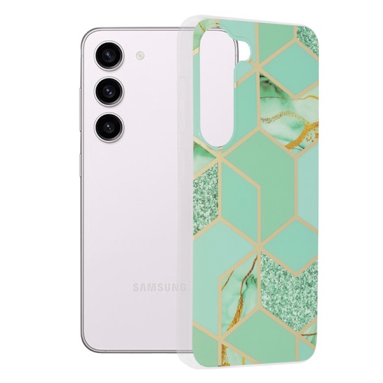 Husa pentru Samsung Galaxy S23 - Techsuit Marble Series - Green Hex