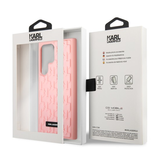 Husa pentru Samsung Galaxy S23 Ultra - Karl Lagerfeld 3D Design (KLHCS23LRUPKLPP) - Pink Monogram