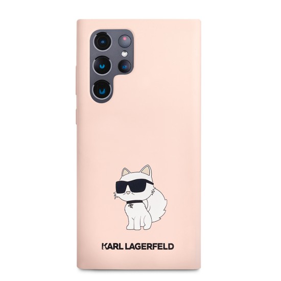 Husa pentru Samsung Galaxy S23 Ultra - Karl Lagerfeld Silicone (KLHCS23LSNCHBCP) - Pink Choupette