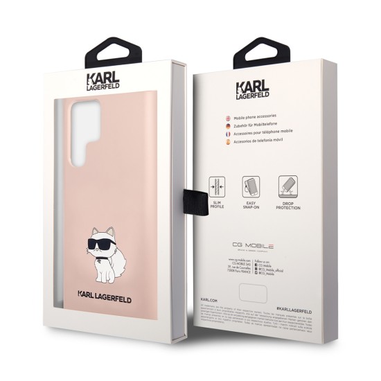 Husa pentru Samsung Galaxy S23 Ultra - Karl Lagerfeld Silicone (KLHCS23LSNCHBCP) - Pink Choupette