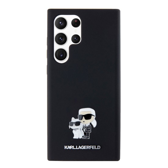 Husa pentru Samsung Galaxy S23 Ultra (KLHCS23LSMHKCNPK) - Karl Lagerfeld Silicone - Karl&Choupette Metal Pin