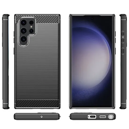 Husa pentru Samsung Galaxy S23 Ultra - Techsuit Carbon Silicone - Black Husa pentru Samsung Galaxy S23 Ultra - Techsuit Carbon Silicone - Black